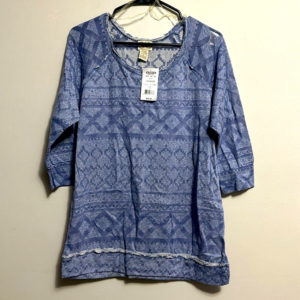 Eyelash Couture semi burnout top XL blue